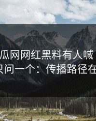 黑料吃瓜网网红黑料有人喊“实锤”我只问一个：传播路径在哪？