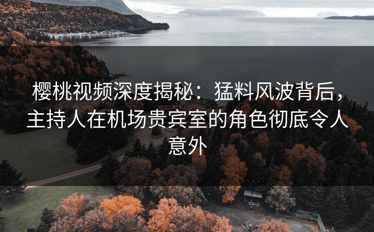 樱桃视频深度揭秘：猛料风波背后，主持人在机场贵宾室的角色彻底令人意外