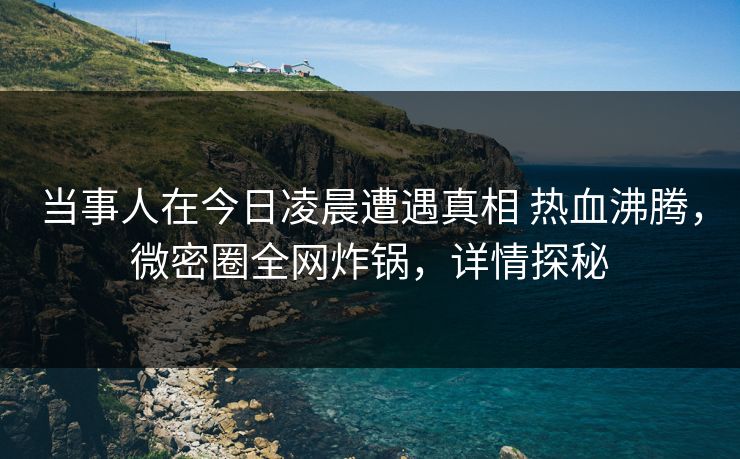当事人在今日凌晨遭遇真相 热血沸腾，微密圈全网炸锅，详情探秘